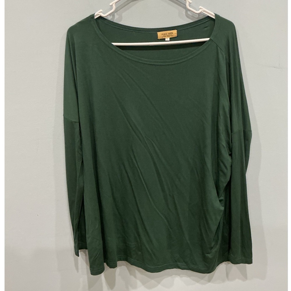 Piko Womens Bamboo Long Sleeve Top S Hunter Green Jersey Leisure Lounge Fall
